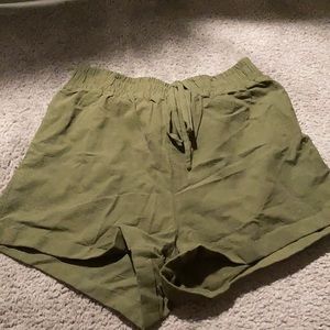 Olive green linen shorts